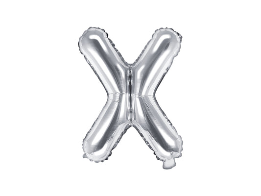 Balon folie Litera ''X'', 35cm, argintiu (1 buc.)