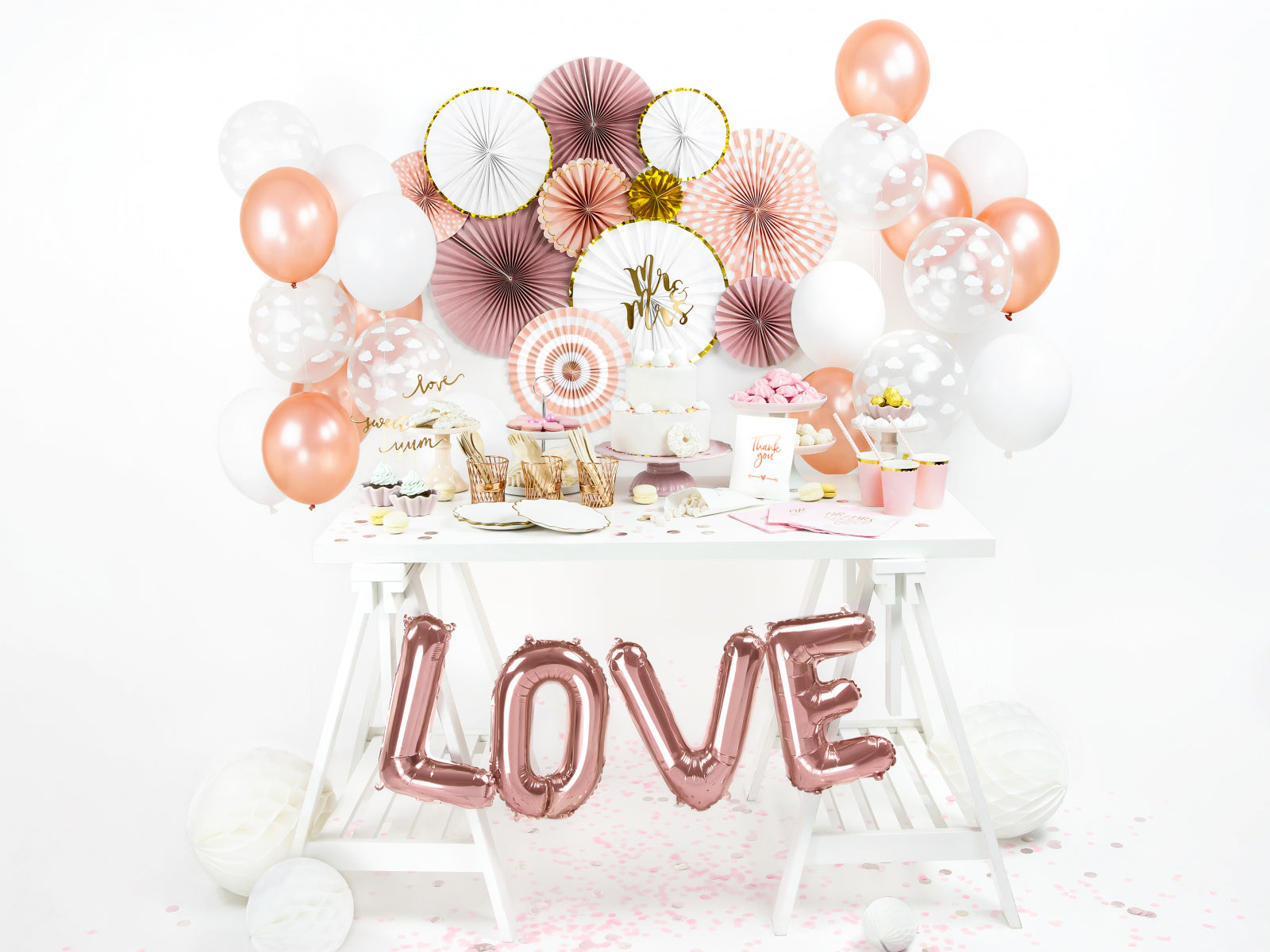 Balon folie Love, 140x35cm, rose gold (1 buc.)