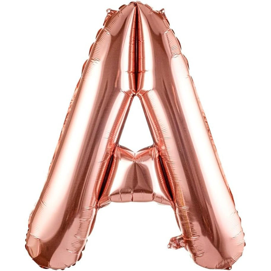 Balon Folie Metalizata Litera A, Klevo, 100 cm, Umflati cu Heliu sau Aer, Ambalaj Individual, Pai inclus, Rose Gold