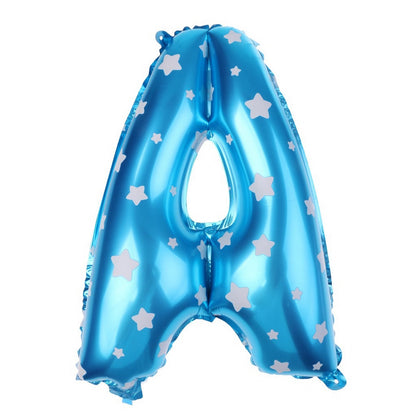 Balon Folie Metalizata Litera A, Klevo, 40 cm, Cu Imprimeu Stelute, Umflati cu Heliu sau Aer, Ambalaj Individual, Pai inclus, Albastru