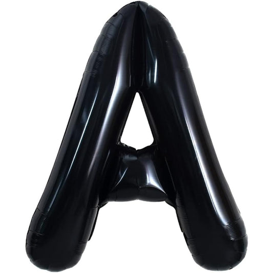 Balon Folie Metalizata Litera A, Klevo, 40 cm, Umflati cu Heliu sau Aer, Ambalaj Individual, Pai inclus, Negru