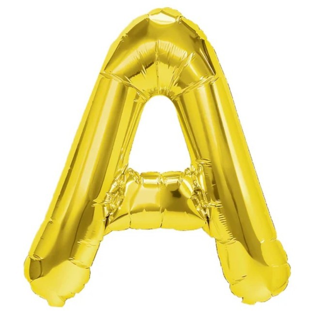 Balon Folie Metalizata Litera A, Klevo, 80 cm, Umflati cu Heliu sau Aer, Ambalaj Individual, Pai inclus, Auriu