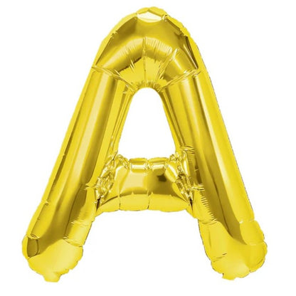 Balon Folie Metalizata Litera A, Klevo, 40 cm, Umflati cu Heliu sau Aer, Ambalaj Individual, Pai inclus, Auriu