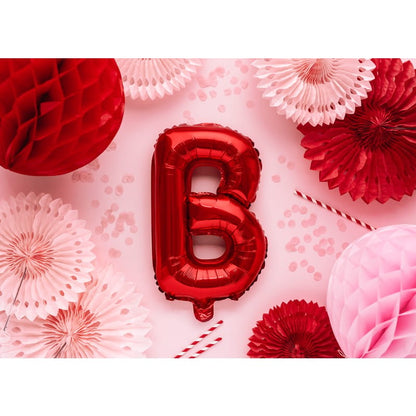 Balon Folie Metalizata Litera B, Klevo, 40 cm, Umflati cu Heliu sau Aer, Ambalaj Individual, Pai inclus, Rosu