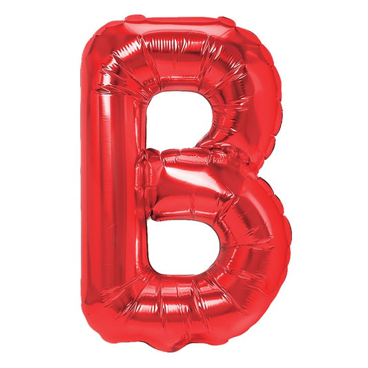 Balon Folie Metalizata Litera B, Klevo, 40 cm, Umflati cu Heliu sau Aer, Ambalaj Individual, Pai inclus, Rosu