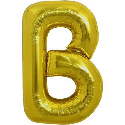 Balon Folie Metalizata Litera B, Klevo, 80 cm, Umflati cu Heliu sau Aer, Ambalaj Individual, Pai inclus, Auriu