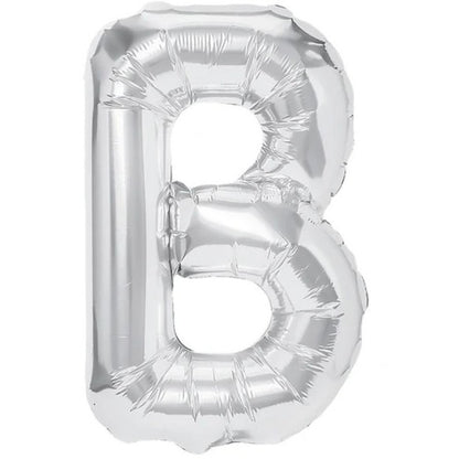Balon Folie Metalizata Litera B, Klevo, 80 cm, Umflati cu Heliu sau Aer, Ambalaj Individual, Pai inclus, Argintiu