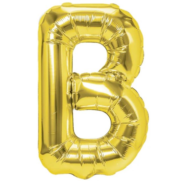 Balon Folie Metalizata Litera B, Klevo, 40 cm, Umflati cu Heliu sau Aer, Ambalaj Individual, Pai inclus, Auriu