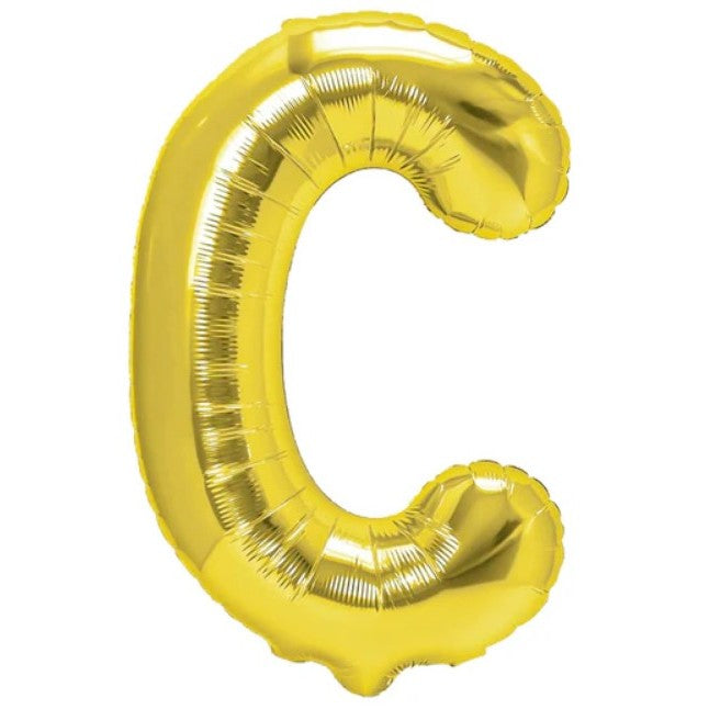 Balon Folie Metalizata Litera C, Klevo, 40 cm, Umflati cu Heliu sau Aer, Ambalaj Individual, Pai inclus, Auriu