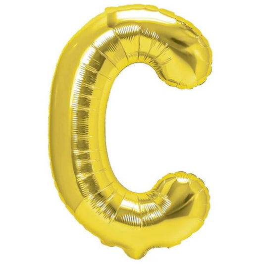 Balon Folie Metalizata Litera C, Klevo, 40 cm, Umflati cu Heliu sau Aer, Ambalaj Individual, Pai inclus, Auriu