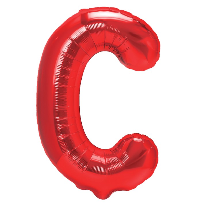Balon Folie Metalizata Litera C, Klevo, 40 cm, Umflati cu Heliu sau Aer, Ambalaj Individual, Pai inclus, Rosu