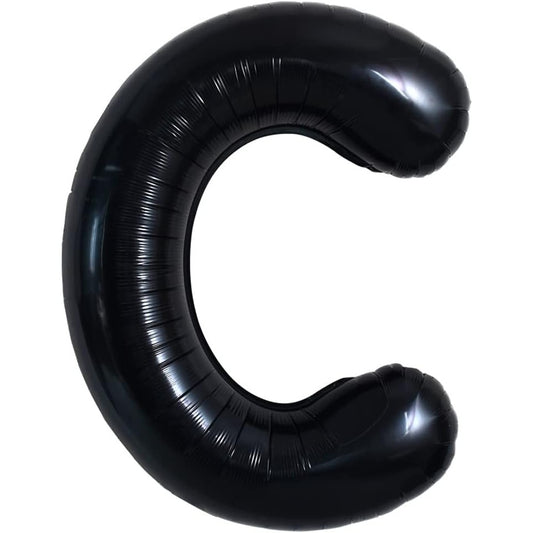 Balon Folie Metalizata Litera C, Klevo, 40 cm, Umflati cu Heliu sau Aer, Ambalaj Individual, Pai inclus, Negru