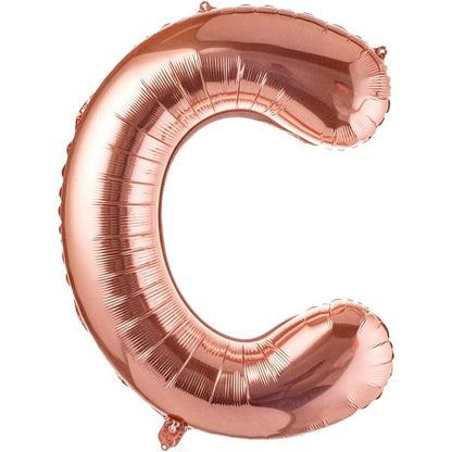 Balon Folie Metalizata Litera C, Klevo, 80 cm, Umflati cu Heliu sau Aer, Ambalaj Individual, Pai inclus, Rose Gold