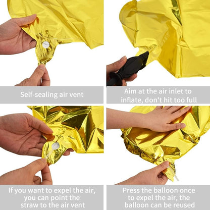 Balon Folie Metalizata Litera D, Klevo, 40 cm, Umflati cu Heliu sau Aer, Ambalaj Individual, Pai inclus, Auriu