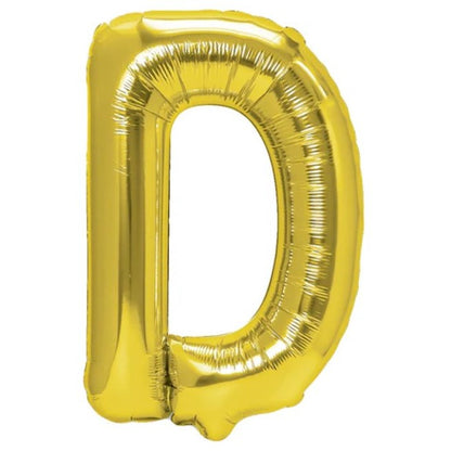 Balon Folie Metalizata Litera D, Klevo, 40 cm, Umflati cu Heliu sau Aer, Ambalaj Individual, Pai inclus, Auriu