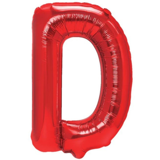 Balon Folie Metalizata Litera D, Klevo, 40 cm, Umflati cu Heliu sau Aer, Ambalaj Individual, Pai inclus, Rosu