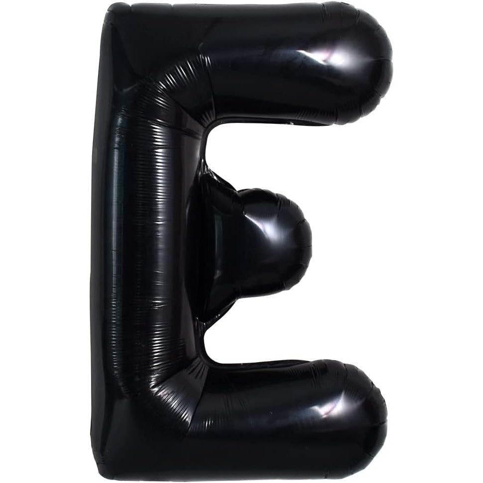 Balon Folie Metalizata Litera E, Klevo, 40 cm, Umflati cu Heliu sau Aer, Ambalaj Individual, Pai inclus, Negru