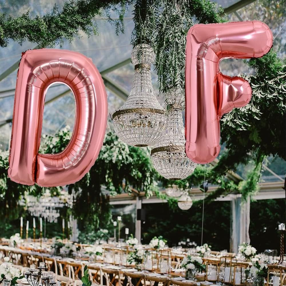 Balon Folie Metalizata Litera F, Klevo, 100 cm, Umflati cu Heliu sau Aer, Ambalaj Individual, Pai inclus, Rose Gold