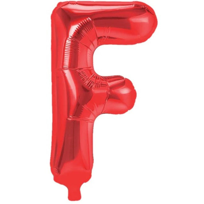 Balon Folie Metalizata Litera F, Klevo, 40 cm, Umflati cu Heliu sau Aer, Ambalaj Individual, Pai inclus, Rosu