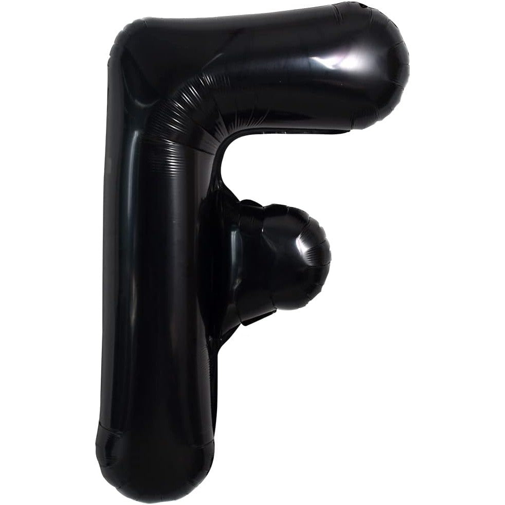 Balon Folie Metalizata Litera F, Klevo, 40 cm, Umflati cu Heliu sau Aer, Ambalaj Individual, Pai inclus, Negru