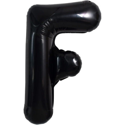 Balon Folie Metalizata Litera F, Klevo, 40 cm, Umflati cu Heliu sau Aer, Ambalaj Individual, Pai inclus, Negru