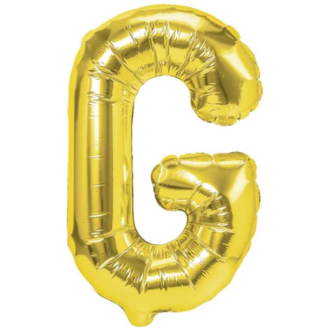 Balon Folie Metalizata Litera G, Klevo, 40 cm, Umflati cu Heliu sau Aer, Ambalaj Individual, Pai inclus, Auriu