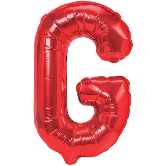 Balon Folie Metalizata Litera G, Klevo, 40 cm, Umflati cu Heliu sau Aer, Ambalaj Individual, Pai inclus, Rosu
