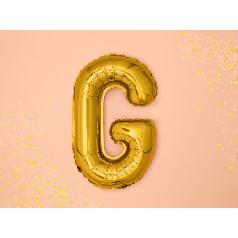 Balon Folie Metalizata Litera G, Klevo, 80 cm, Umflati cu Heliu sau Aer, Ambalaj Individual, Pai inclus, Auriu