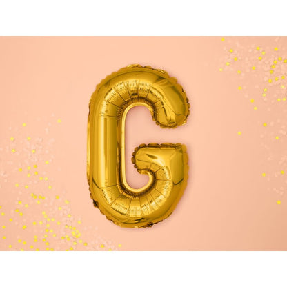 Balon Folie Metalizata Litera G, Klevo, 80 cm, Umflati cu Heliu sau Aer, Ambalaj Individual, Pai inclus, Auriu