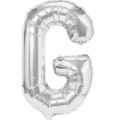 Balon Folie Metalizata Litera G, Klevo, 80 cm, Umflati cu Heliu sau Aer, Ambalaj Individual, Pai inclus, Argintiu