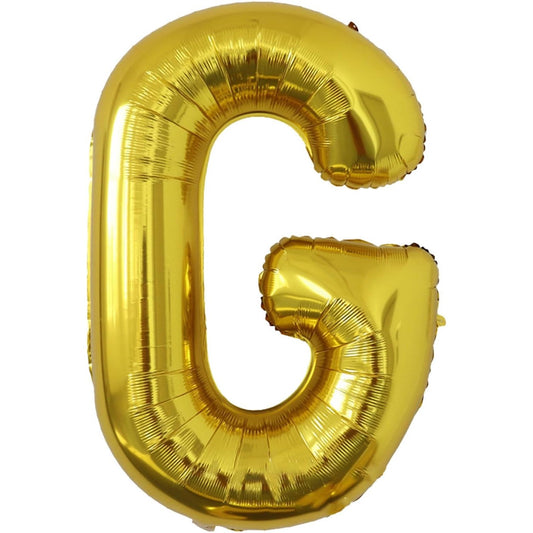 Balon Folie Metalizata Litera G, Klevo, 80 cm, Umflati cu Heliu sau Aer, Ambalaj Individual, Pai inclus, Auriu
