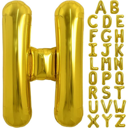 Balon Folie Metalizata Litera H, Klevo, 40 cm, Umflati cu Heliu sau Aer, Ambalaj Individual, Pai inclus, Auriu