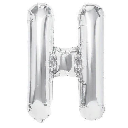 Balon Folie Metalizata Litera H, Klevo, 40 cm, Umflati cu Heliu sau Aer, Ambalaj Individual, Pai inclus, Argintiu