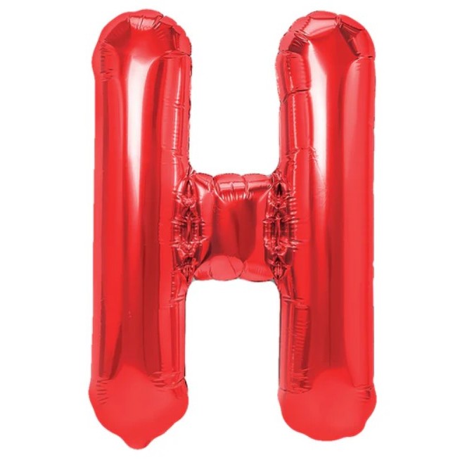 Balon Folie Metalizata Litera H, Klevo, 40 cm, Umflati cu Heliu sau Aer, Ambalaj Individual, Pai inclus, Rosu