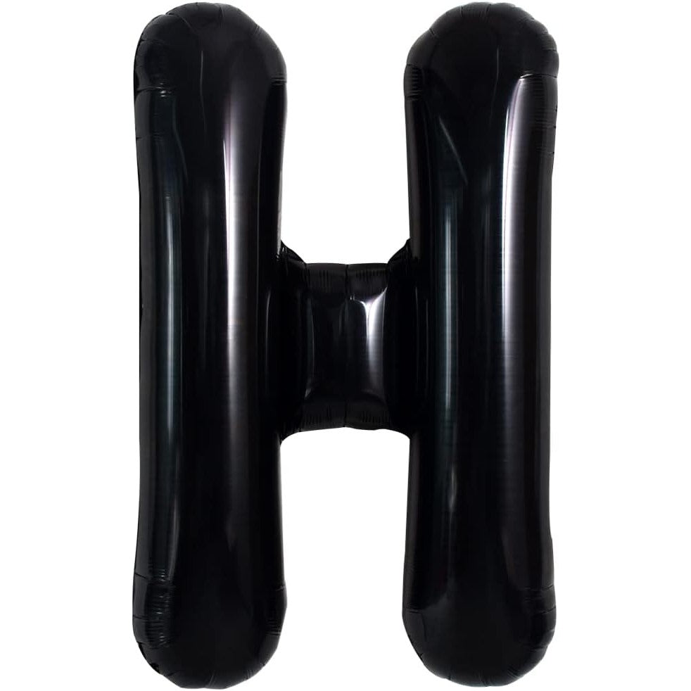 Balon Folie Metalizata Litera H, Klevo, 40 cm, Umflati cu Heliu sau Aer, Ambalaj Individual, Pai inclus, Negru