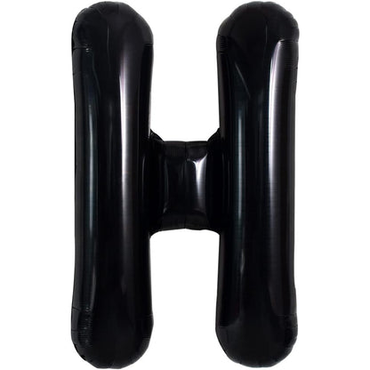 Balon Folie Metalizata Litera H, Klevo, 40 cm, Umflati cu Heliu sau Aer, Ambalaj Individual, Pai inclus, Negru