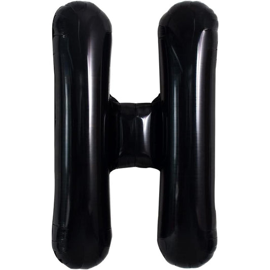 Balon Folie Metalizata Litera H, Klevo, 40 cm, Umflati cu Heliu sau Aer, Ambalaj Individual, Pai inclus, Negru