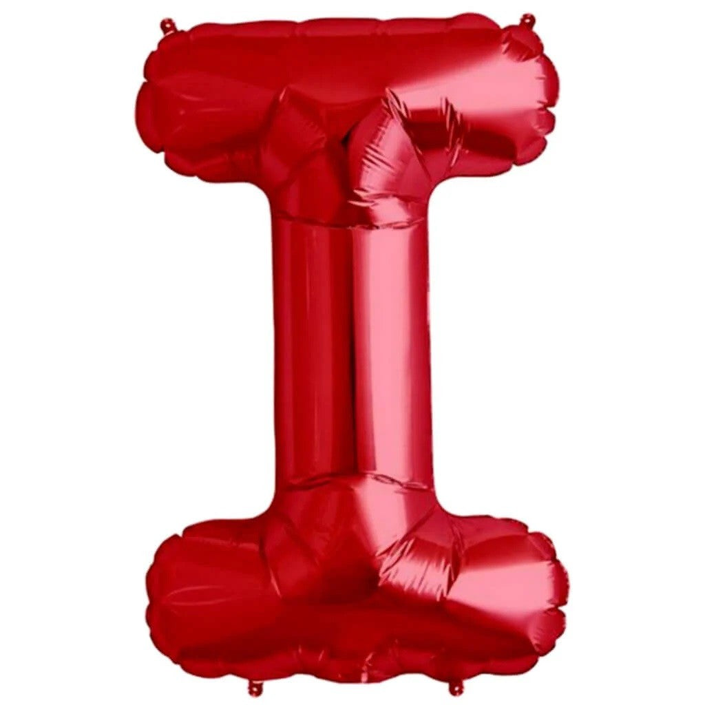 Balon Folie Metalizata Litera I, Klevo, 40 cm, Umflati cu Heliu sau Aer, Ambalaj Individual, Pai inclus, Rosu