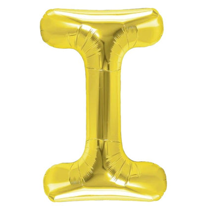 Balon Folie Metalizata Litera I, Klevo, 40 cm, Umflati cu Heliu sau Aer, Ambalaj Individual, Pai inclus, Auriu