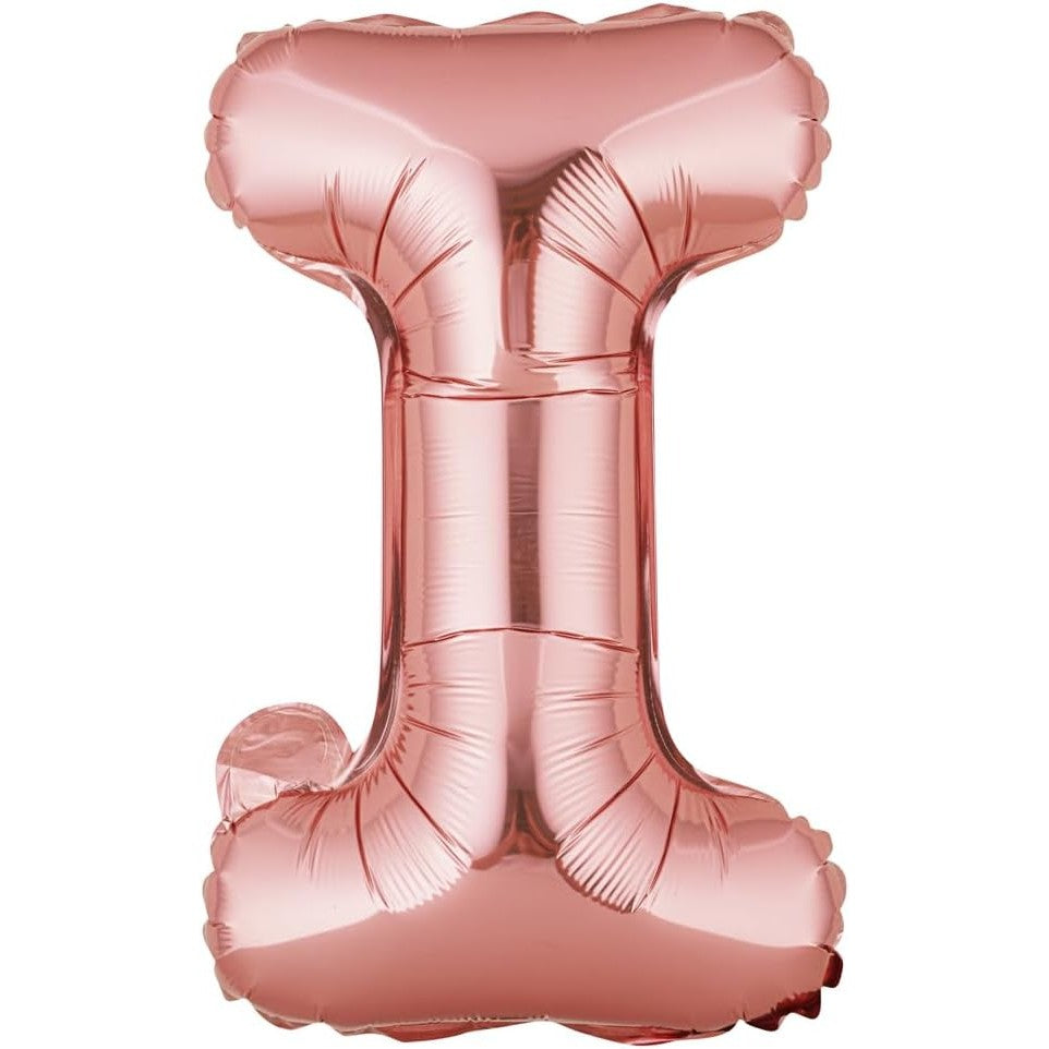 Balon Folie Metalizata Litera I, Klevo, 40 cm, Umflati cu Heliu sau Aer, Ambalaj Individual, Pai inclus, Rose Gold