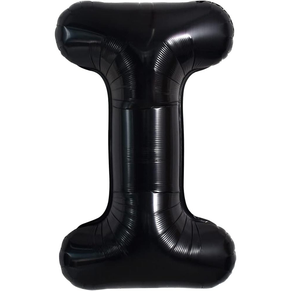 Balon Folie Metalizata Litera I, Klevo, 40 cm, Umflati cu Heliu sau Aer, Ambalaj Individual, Pai inclus, Negru