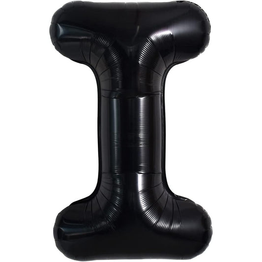 Balon Folie Metalizata Litera I, Klevo, 40 cm, Umflati cu Heliu sau Aer, Ambalaj Individual, Pai inclus, Negru