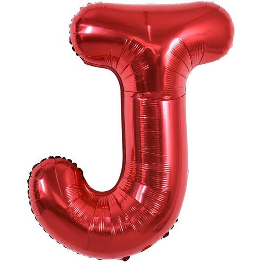 Balon Folie Metalizata Litera J, Klevo, 40 cm, Umflati cu Heliu sau Aer, Ambalaj Individual, Pai inclus, Rosu