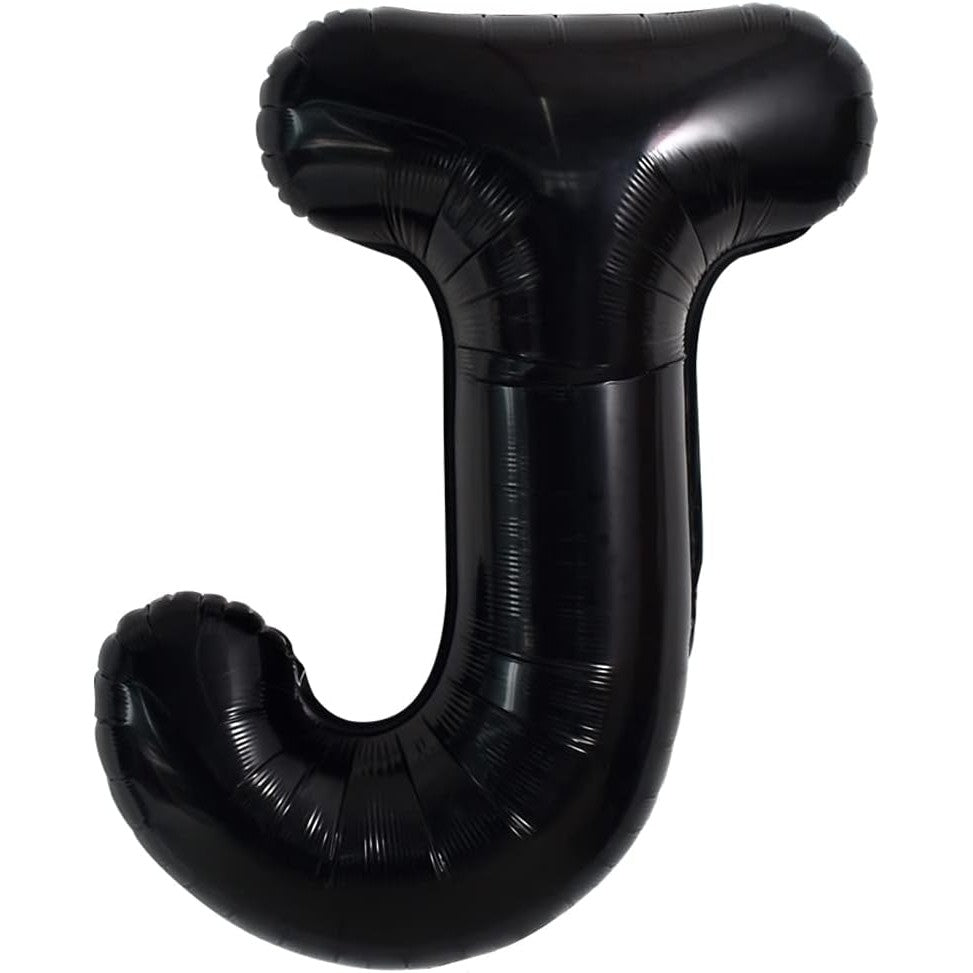 Balon Folie Metalizata Litera J, Klevo, 40 cm, Umflati cu Heliu sau Aer, Ambalaj Individual, Pai inclus, Negru