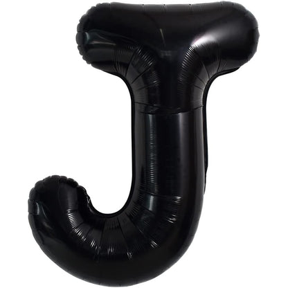 Balon Folie Metalizata Litera J, Klevo, 40 cm, Umflati cu Heliu sau Aer, Ambalaj Individual, Pai inclus, Negru
