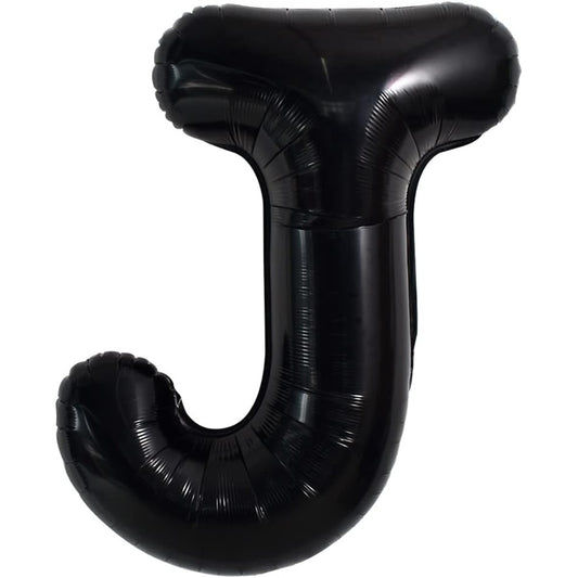 Balon Folie Metalizata Litera J, Klevo, 40 cm, Umflati cu Heliu sau Aer, Ambalaj Individual, Pai inclus, Negru