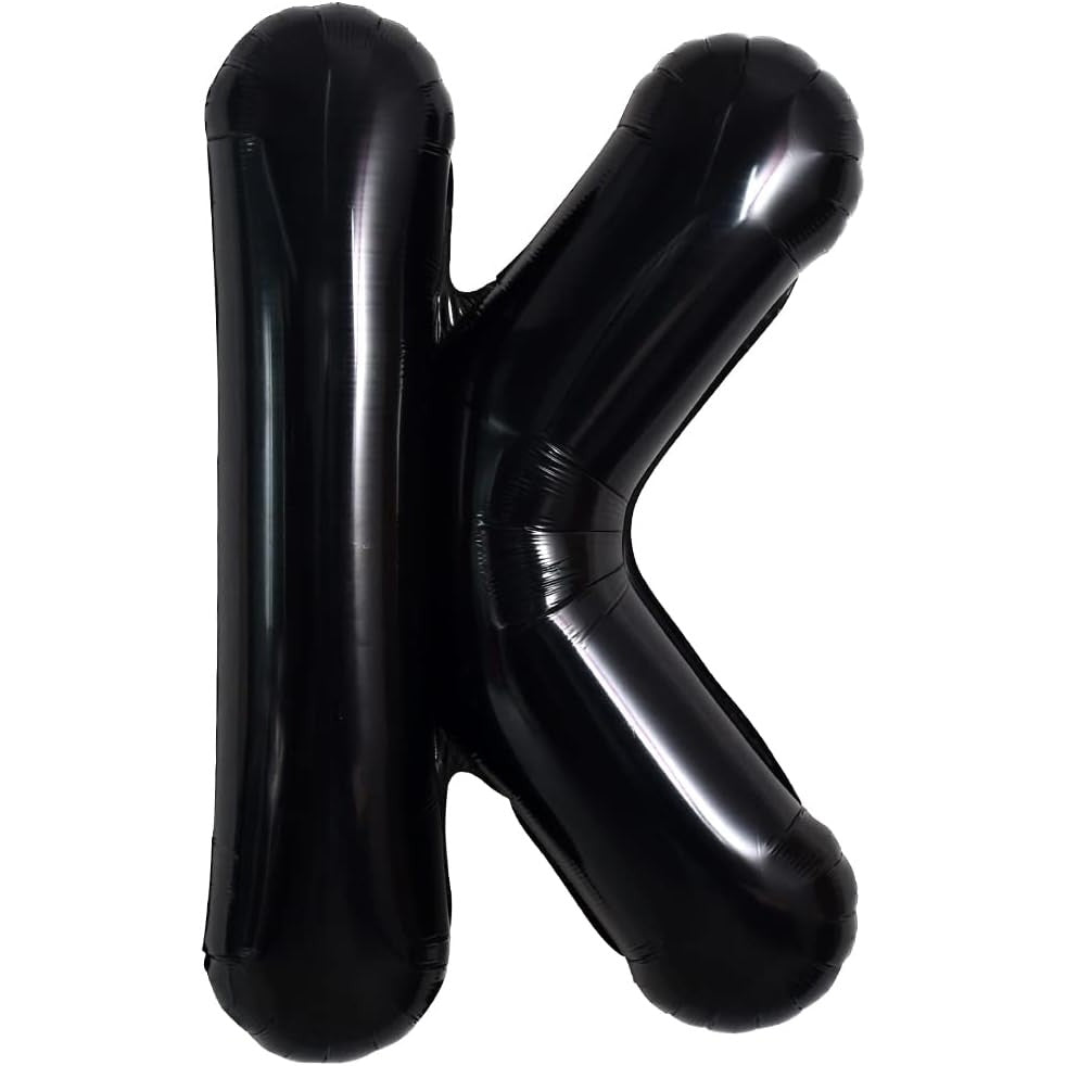 Balon Folie Metalizata Litera K, Klevo, 40 cm, Umflati cu Heliu sau Aer, Ambalaj Individual, Pai inclus, Negru