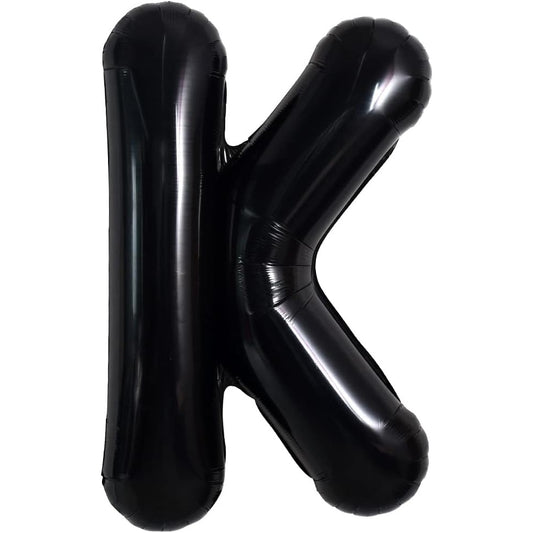 Balon Folie Metalizata Litera K, Klevo, 40 cm, Umflati cu Heliu sau Aer, Ambalaj Individual, Pai inclus, Negru