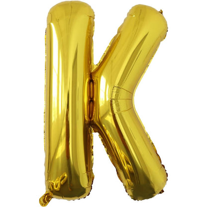 Balon Folie Metalizata Litera K, Klevo, 80 cm, Umflati cu Heliu sau Aer, Ambalaj Individual, Pai inclus, Auriu