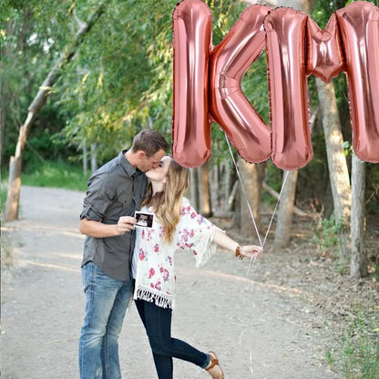 Balon Folie Metalizata Litera K, Klevo, 80 cm, Umflati cu Heliu sau Aer, Ambalaj Individual, Pai inclus, Rose Gold